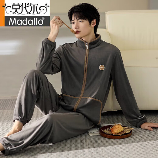 Modal pajamas for men winter coral velvet thickened velvet autumn and winter island velvet warm flannel can be worn outside home clothes 9731 2XL 160-180Jin Jin is equal to 0.5 kg