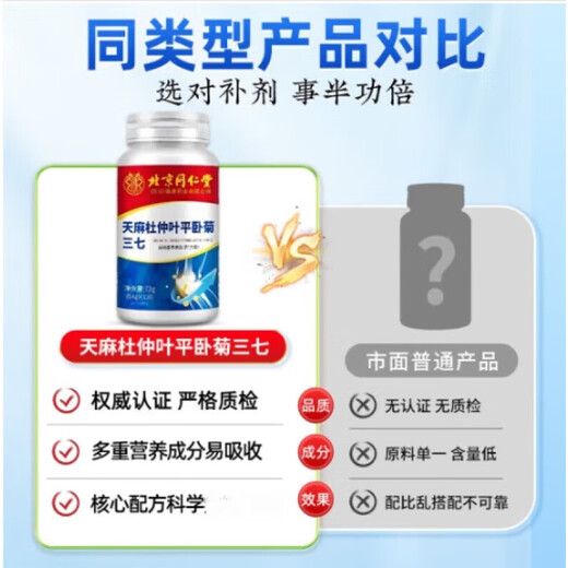 Peking Tongrentang Gastrodia Eucommia Ulmoides Blatt Pingwo Ju Sanqi offizielles Flaggschiff -Laden Gastrodia Sanqi Tongluo Tabletten 1 Flasche [Erfahrungspaket]