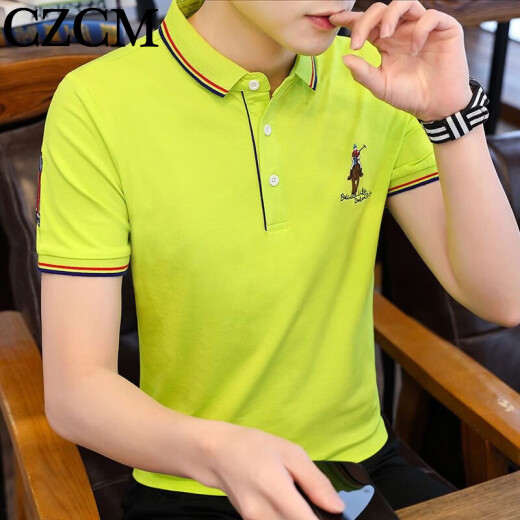 CZCM Light Luxury High-End-Marke Kurzärärmelte Polo-Hemd für Herren-T-Shirt Lose Casual Callar Business Top Sommer Neuer CC866 Yellow Knight 3xL (150-165Jin [Jin Equals Equals 0,5 kg])