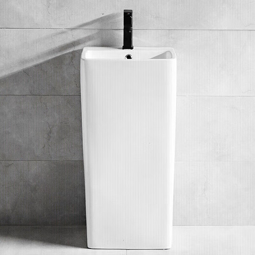 KOHLER Square column wash basin simple ceramic joint column basin bathroom vertical small wash 829 basin + black single cold faucet + ceramic drain