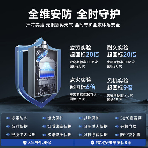 A.O.SMITH National Subsidy 15% Garnet Stainless Steel Gas Water Heater Constant Temperature High Efficiency Light Sound Safety Guard Purification Heat Exchanger Warranty 8 Years Natural Gas JSQ-PC0 13L National Subsidy 15% Best for One Kitchen and One Bathroom