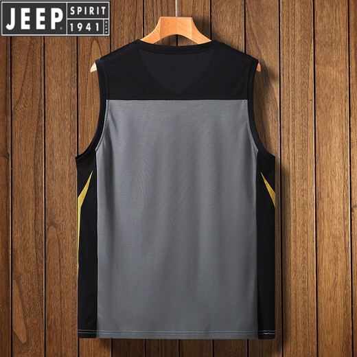 
Jeep (JEEP) summer fat plus size plus size vest men's basketball uniform sports large size sleeveless T-shirt cool quick-drying fitness running suit black gray [vl + shorts 688] 6XL [200-220Jin [Jin equals 0.5 kg]]