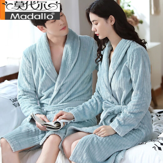 Modal Herbst- und Winter Flanellpaare Nachthemd Damen Bademantel Koralle Samt verdickte Pyjamas Herrenhauskleidung langärmelte Bademantel Hellgraues Frauenkleid Y719 L