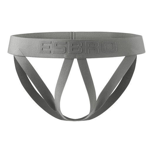 Men's strappy hollow double thongs, elastic low-waisted butt-lifting sexy thongs, hip-exposed fashionable seamless underwear, gray XXL