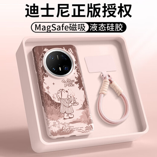 迪士尼（Disney）正版适华为Mate70Pro壳新款Mate60Pro+液态硅胶带绳70ProSN9763 粉白[磁吸]-祈愿蜜林进 华为Mate70Pro
