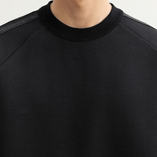 Sketch Men's 2025 Spring New Arrival Top Denim Spliced Pullover Sweatshirt Loose Long Sleeve American Casual 9P1412310 001 Black S