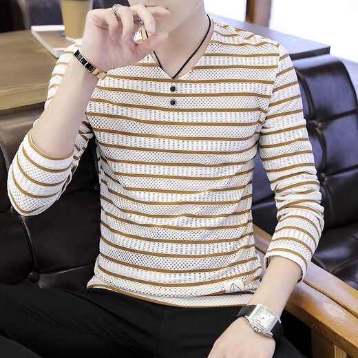 Jiaojing Camiseta Camiseta Camiseta para hombres Mole de verano de manga larga Hombres delgados en V con cuello en V hueco de malla de secado rápido ropa de otoño para hombres de hombres afuera 6188 Negro 3xl