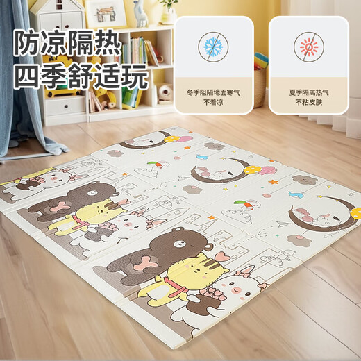 宝宝爬爬垫爬行垫游戏双面XPE折叠垫游戏垫加厚【图案随机】 花色随机 包边180*200*2.0