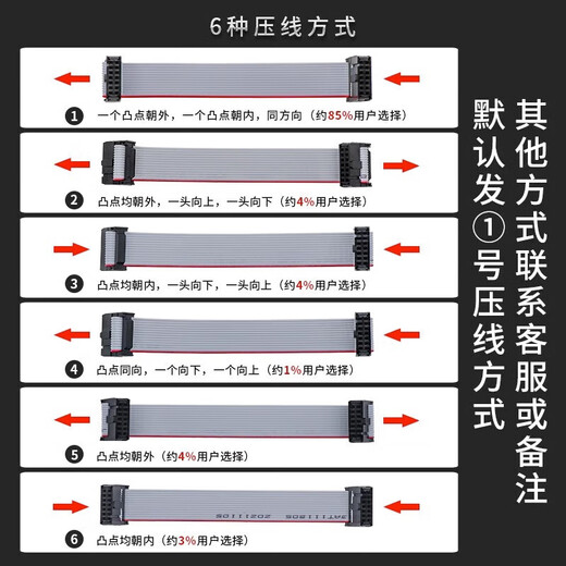 Huijun FC flat gray cable IDC2.54mm double-ended cable AVR connection cable TAG download cable 20P (2*10P) 0.5M