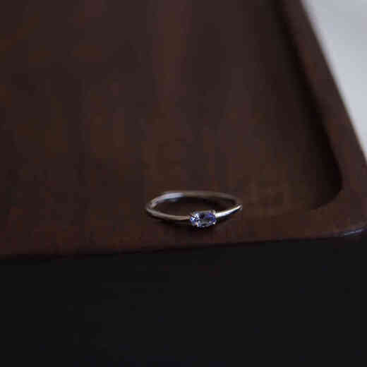 Shaoyu really loves the ultra-fine gemstone ring, natural and beautiful blue-purple tanzanite 925 sterling silver gift for women, minimalist style, adjustable opening