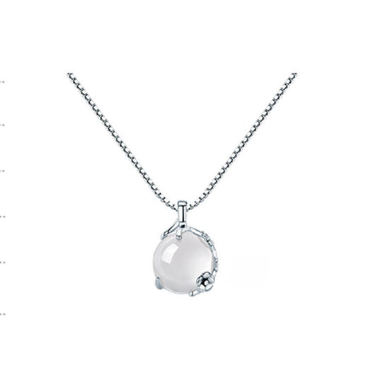KZD Old Phoenix 999 pure silver white chalcedony plum blossom necklace female niche design ins simple clavicle chain pendant plum you can't necklace silver same style