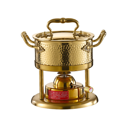 Prince Zheng 304 stainless steel inflatable small hot pot, one person, one pot, single shabu-shabu, gas gas stove pot, commercial and household, silver tree ear (Swiss stove core 180 minutes) 18cm