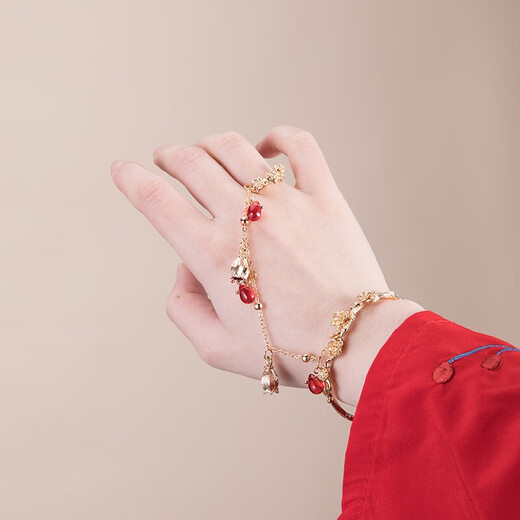 Ancient style super fairy bell butterfly bracelet ring conjoined personality retro women's bracelet ring all-in-one set bell style