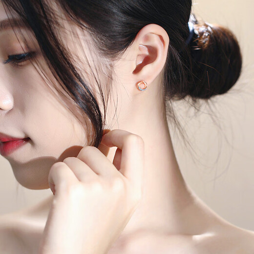 DL 1998 Fat Donglai same style 18K rose gold earrings Mobius earrings new light luxury Korean style earrings round female silver silver earrings rose gold