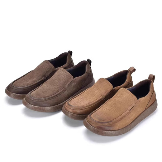 Clarks Herrenschuhe, Frühling und Herbst, neue weiche Sohle, Outdoor, lässig, bequem, Slip-On, echtes Leder, leichte Freizeitschuhe aus Leder, Hellbraun, 42