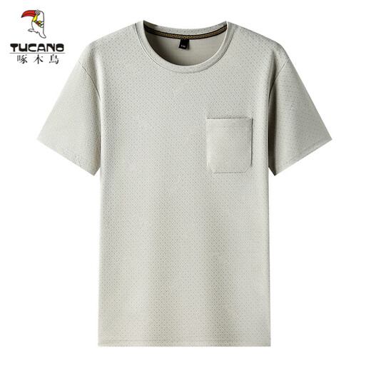 啄木鸟（TUCANO）夏季男士短袖t恤中老年人冰丝速干T恤衫爸爸运动上衣服爷爷半袖 军绿688 2XL