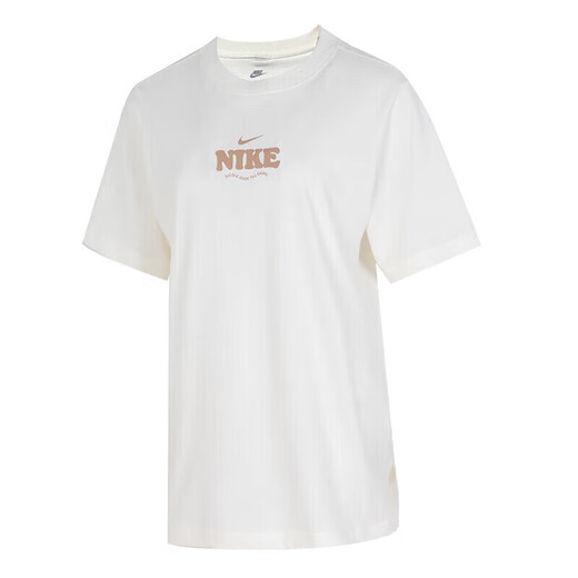 耐克（NIKE）短袖女夏季纯棉运动服时尚印花跑步健身训练舒适透气休闲短袖T恤 HF6180-133 帆白 XS