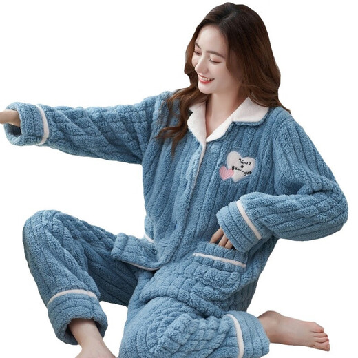 
FHHUABD flannel pajamas for women in autumn and winter thickened coral velvet home clothes for middle-aged and young mothers can wear two-piece sets T677 White Peach Good Rabbit Extra thick L: Recommended (100-120 Jin [Jin equals 0.5 kg])