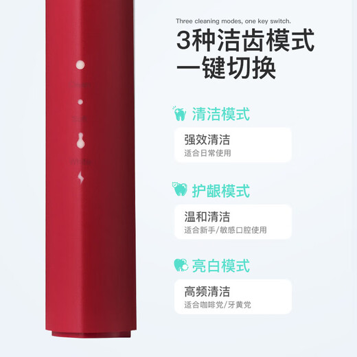 Dr. Bei Dr. Bei sonic electric toothbrush for adults/students, sonic tooth cleaning, efficient cleaning, long battery life GY1 red (brush head*8)