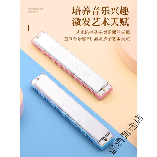 孔声正品口琴24孔复音c调初学者学生入门儿童男女自学专用口风琴乐器 24孔复音C调-中国红 +全套赠品【音标款】