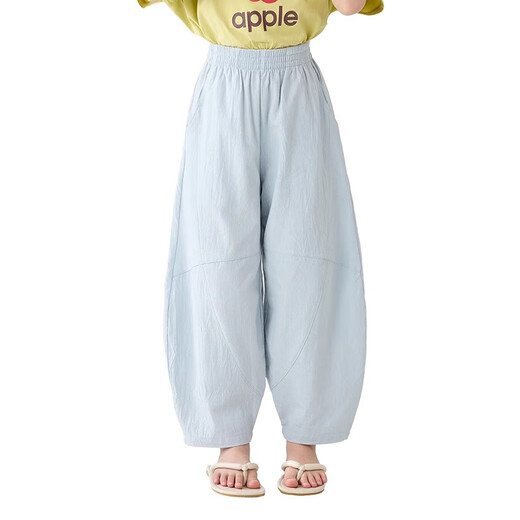 
Ikano I.KARNOW girls' pants summer 2025 new children's pure cotton cool scimitar wide-leg pants for girls summer thin casual pants two-piece [15273 blue +15277 blue] 120