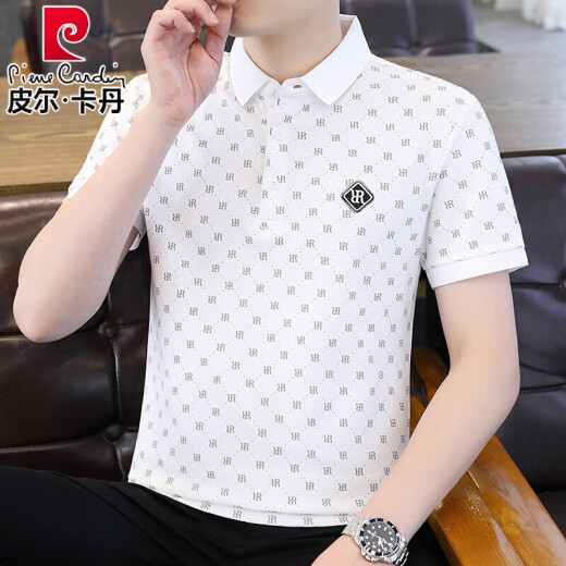 Pier Cardin Lapa Camiseta de manga corta para hombres 2025 NUEVA Camisa de seda de hielo de hielo de verano de verano Polo de alta gama Top 9902B Negro 2xl 140-155Jin [Jin equivale a 0.5 kg]