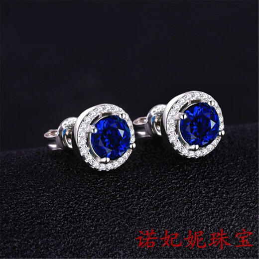 Pure sapphire earrings 925 sterling silver plated with 18K gold set with blue tourmaline round earrings tanzanite gemstone sweet new