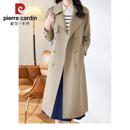 Pierre Cardin 2025 Herbst Neue Frauen mit mittlerer Länge mit einem super guten, schlängenden lockeren losen Jacke Khaki L 105-130jin [Jin entspricht 0,5 kg]