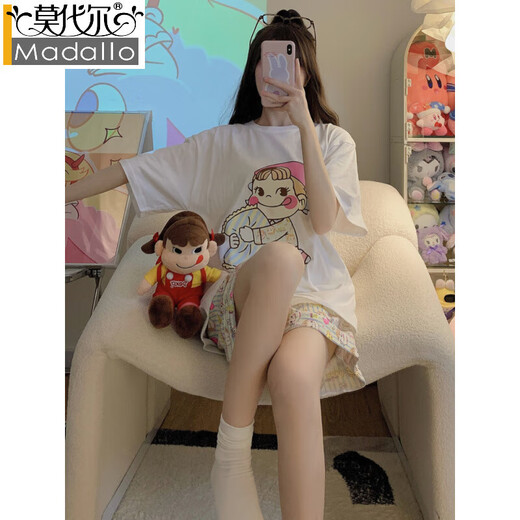 
Modal Internet celebrity Fengbu Erjia pajamas for women in spring and summer short-sleeved cotton thin three-piece set ins cartoon women's home clothes (three pieces) A9901 L (recommended 101-115Jin [Jin equals 0.5 kg])