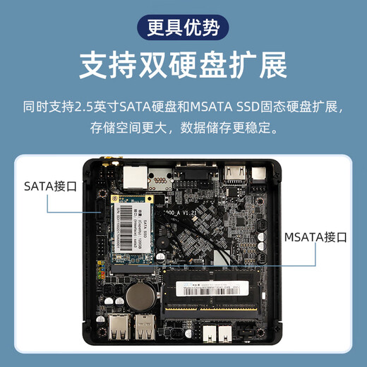 Xinchuang Cloud Industrial Computer Industrial Computer Linux Server Low Power Mini Host Micro Computer Ubuntu Fanless Embedded Single Network VGA Interface Small Minipc