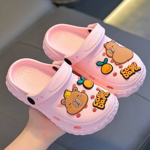 Kapibala Summer Sandals para zapatillas para niños, sin deslizamiento, transpirable, cabeza, padre, child, pisoteo, niños, niñas, zapatos de agujero para niños, caqui (versión mejorada de material ecológico) 12 talla 34/35 (longitud del zapato 22 cm adecuado para el pie 21