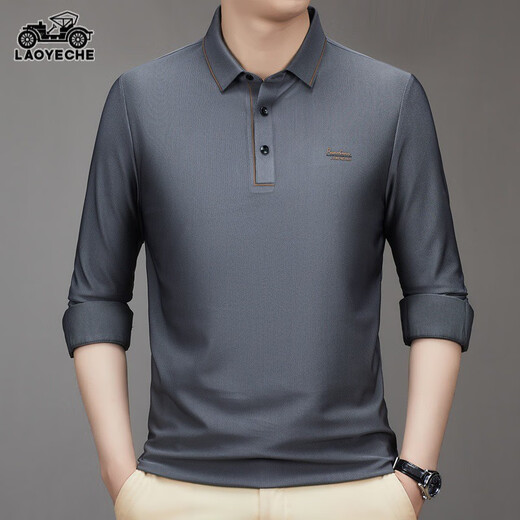 Camiseta de manga larga de automóvil clásico para hombres 2024 Otoño e invierno Nuevo traje de marco de su solapa de mediana edad Polo de polo para hombres CQ3886 Candy 10xl 10590-110Jin [Jin equivale a 0.5 kg]
