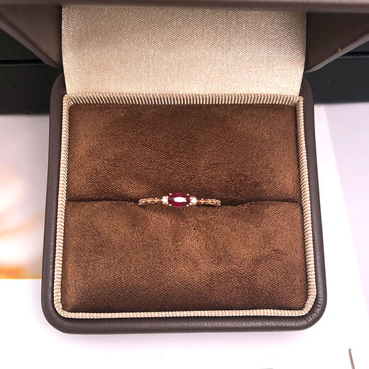 Eba natural pigeon blood red ruby ring 18K gold diamond ring for girlfriend birthday gift 0.26 carat size message (spot size 9 to 20)