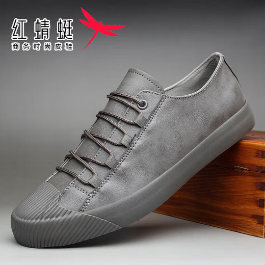 Red Dragonfly [Brand Taille Off] Chaussures pour hommes Spring Men's Casual En cuir chaussures Low Top Shoes Lace Korean style polyvalent Fashion British Shoes SS9851 All Black 42