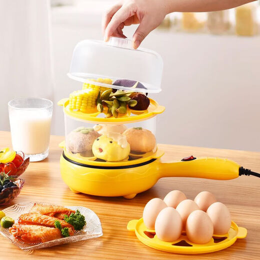 Smart electric frying pan, omelette pan, household egg-making and dumpling artifact, steamed egg cooker, multi-functional cooking pot, non-stick electric pancake pan, breakfast machine, double layer, limited time special offer, non-stick inner pot, can fry eggs/steamed eggs/pancakes, multi-functional