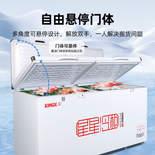 星星（XINGX）冰柜商用大容量冷柜500升以上冷藏冷冻两用冰柜双开门卧式冰箱雪糕柜超市便利店商用冰柜 1.9米718升丨-40℃除霜 1级能效728GE