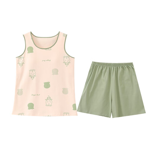 El juego de pijama de chaleco de gran tamaño de verano modal de verano viene con algodón de algodón para mujeres de verano para algodón de verano de Singer Summer de verano para el año fiscalimentador (recomendado 75-95Jin [Jin es igual a 0.5 kg])