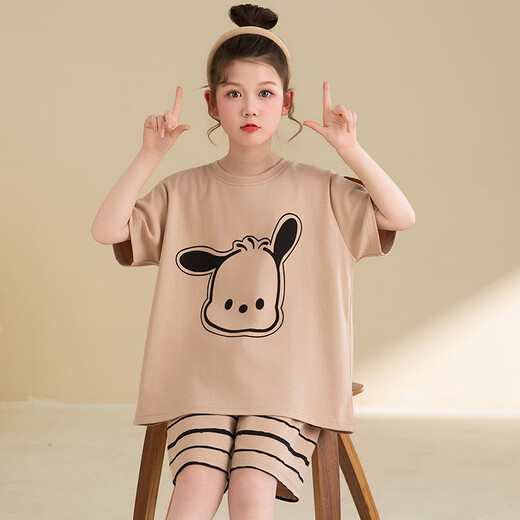 Linmanyis Kinderpyjamas für Mädchen im Sommer kurzärmelige, reine Baumwoll-Damen dünne Heimkleidung für junge Schüler der Junior High School Set ztn829 110 empfohlen 100-110 cm/38jin [Jin gleich 0,5 kg]