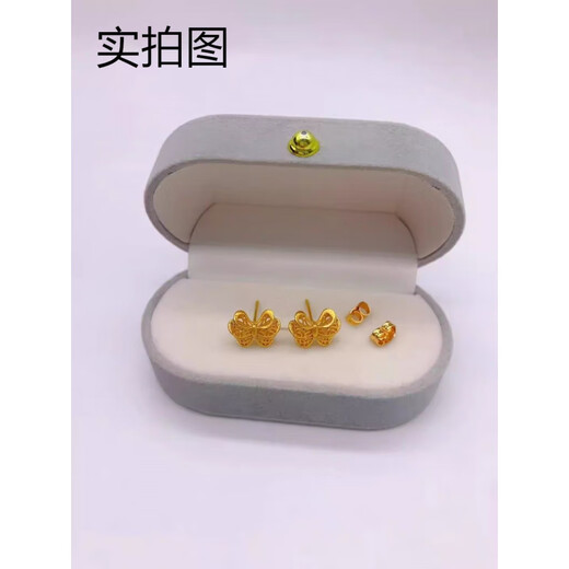 BZK fugitive princess bow niche design gold earrings 999 pure gold earrings fashion versatile pure gold 0.01g filigree bow earrings