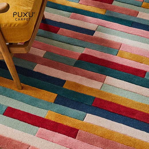Katifia Diseñador Block de color Dopamine Art alfombra Sala de estar Memphis Color geométrico Girls dormitorio Lana personalizada PX3271 1400 mm2000mm