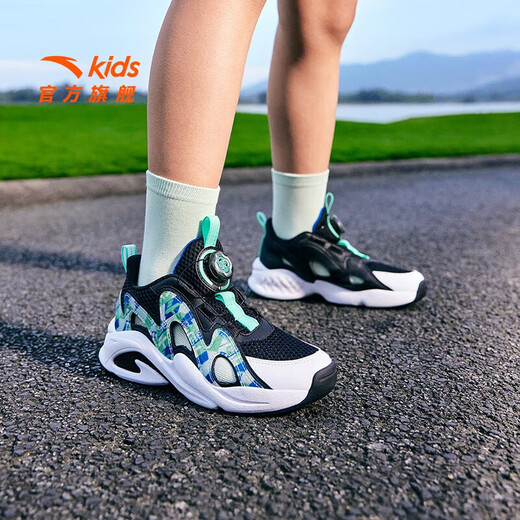 ANTA Children's Sandals Men's and Women's Big Children's Shoes 2026 Summer New Overbearing Frame Shoes Sports Shoes Baotou Beach Sandals Boys Black/Ruoye Green-4 38
