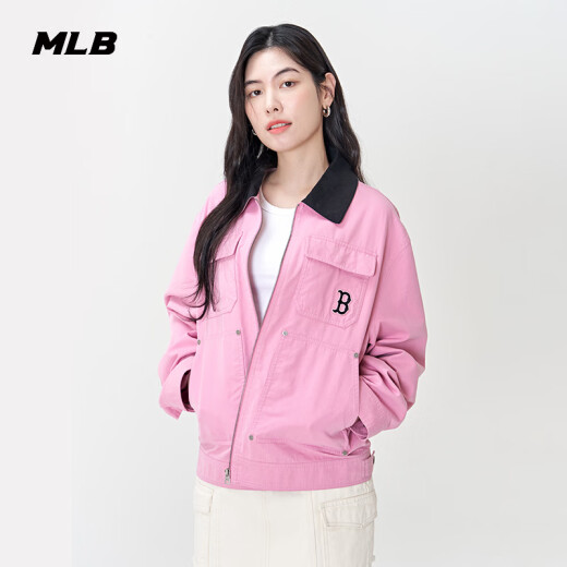 美职棒（MLB）男女情侣复古撞色领时尚工装风拉链外套25春夏新款JPB03 纽约洋基队/麻沙棕色 XS