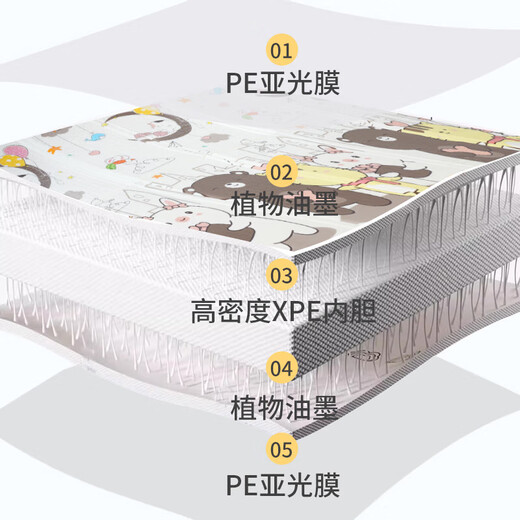 宝宝爬爬垫爬行垫游戏双面XPE折叠垫游戏垫加厚【图案随机】 花色随机 包边180*200*2.0