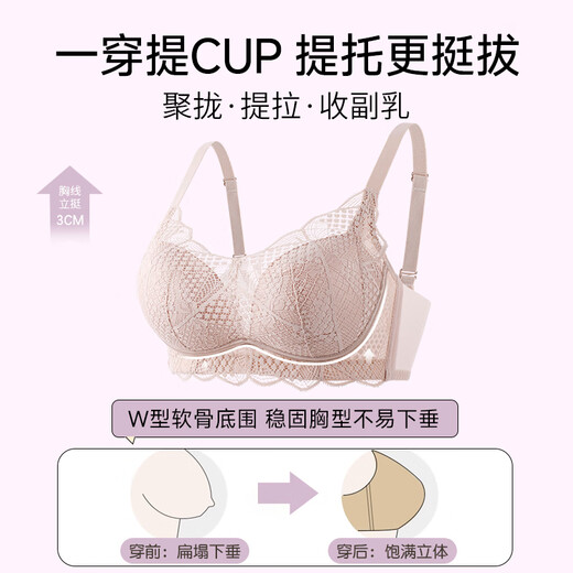 雅鹿内衣女无钢圈小胸聚拢收副乳防下垂纯欲性感女士蕾丝文胸罩 天蓝色 75B 【34AB,厚度约2.5cm】