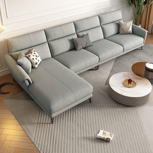 Disney tissu canapé italien léger luxe de luxe et de lin appartements dans une combinaison multi-personnes en rangée à rangs mobiliers de salon Soft Row Y753 # 3,1 mètres plus d'un siège [coton et lin] vers le bas + éponge