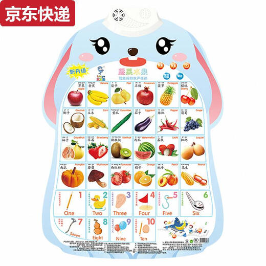 CAOX看图识字识物宝宝儿童玩具认知语音启蒙早教墙贴发声有声挂图2岁 3张组合果蔬+动物+交通