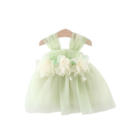 Luanquexiang one-year-old girl's clothing children's clothing girls summer suspender dress vacation dress children's baby flower fairy dress light green one-year-old girl's clothing 73 CM