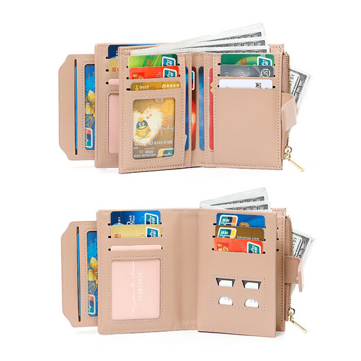 
TAOMICMIC new women's stone pattern short wallet simple two-fold foldable zipper multi-card leather black Y9227