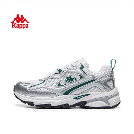 Zapatos de mujer Kappa Zapatos de papá 2025 Summer Nuevas zapatillas de deporte gruesas de lana gruesa Mesh transpirable zapatos casuales de vapor gris/Erhound White 37