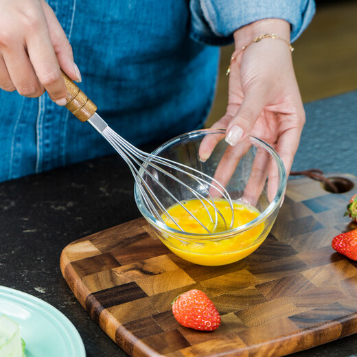 Bianfu Acacia Wooden Handle Egg Beater Stainless Steel Manual Egg Beater Bubbler Stirring Stick Whisper Blender Egg Beater Acacia Wooden Handle Egg Beater